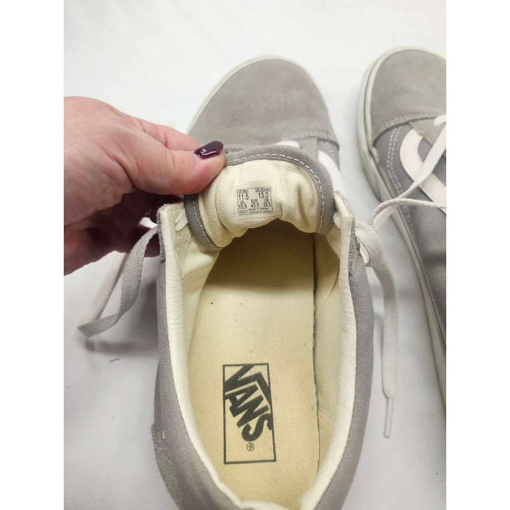 Vans Old Skool Grey Suede Canvas Low Top Skate Shoes Mens 11.5 Womens 13